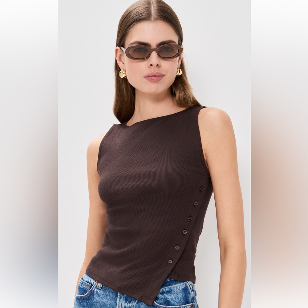 Reformation Hudson Ribbed Tank Top in Mole